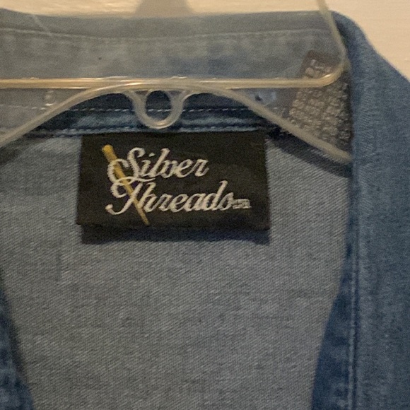 Large Denim Embroidered Button Down Shirt - Picture 4 of 8